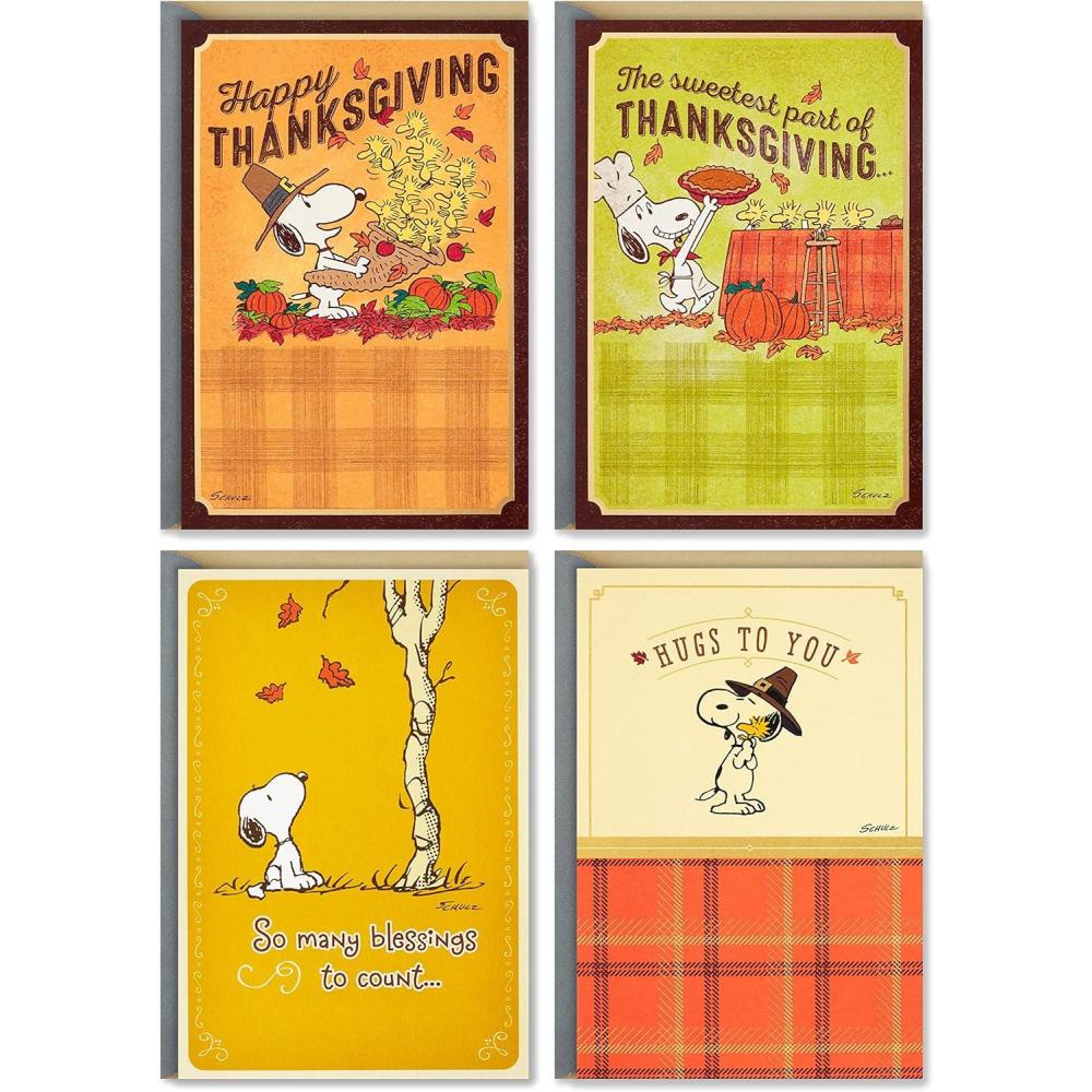 imageHallmark Pack of Peanuts Thanksgiving Cards Snoopy and Woodstock 10 Cards with EnvelopesSnoopy Assortment  4 Thanksgiving Cards