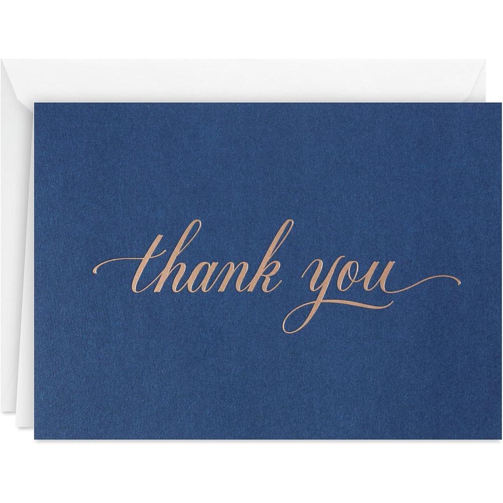 imageHallmark Pack of Thank You Cards Elegant Silver Foil 40 Thank You Notes with EnvelopesSilver Foil on Navy