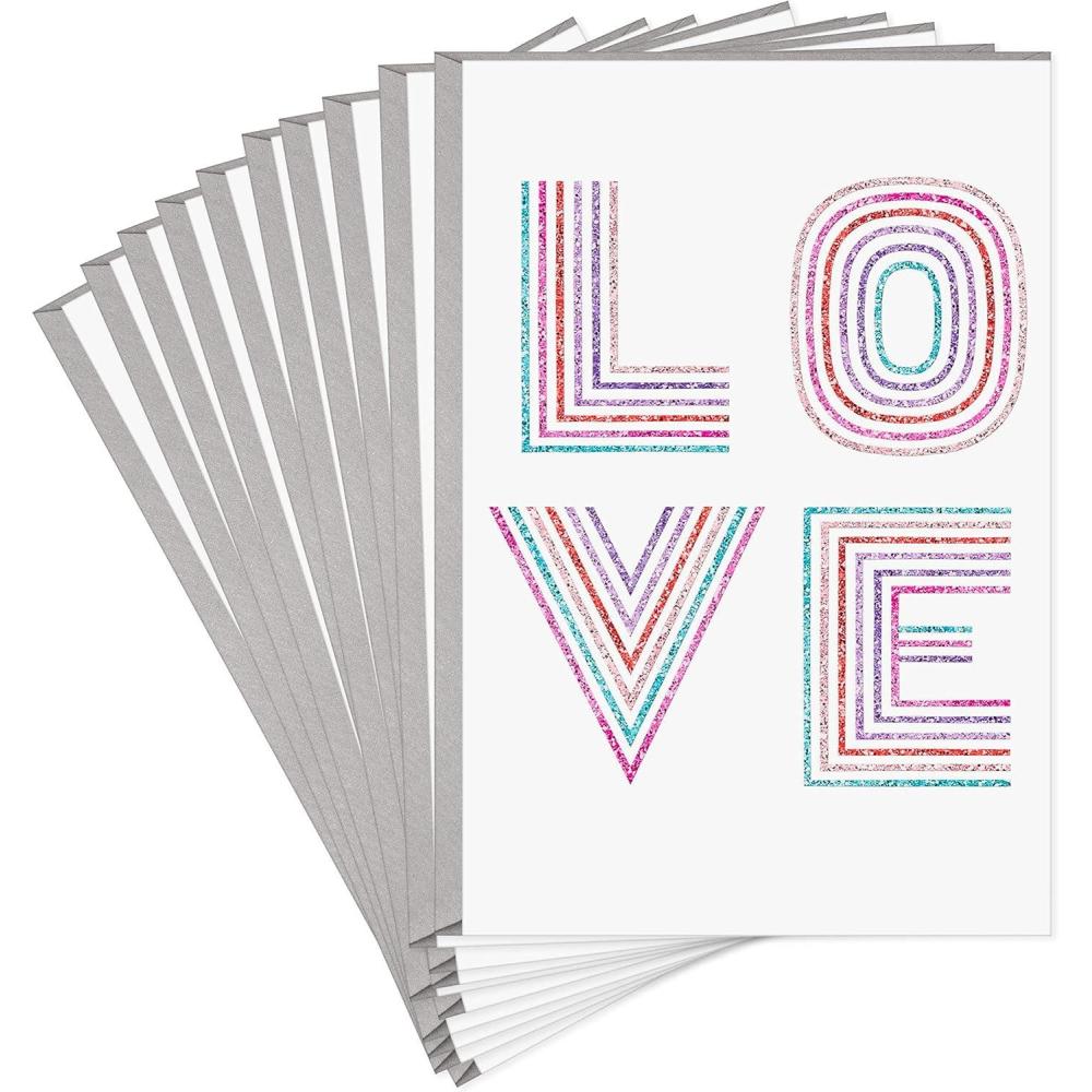 imageHallmark Pack of Valentines Day Cards Hearts and Flowers 10 Valentines Day Cards with EnvelopesGlitter Love