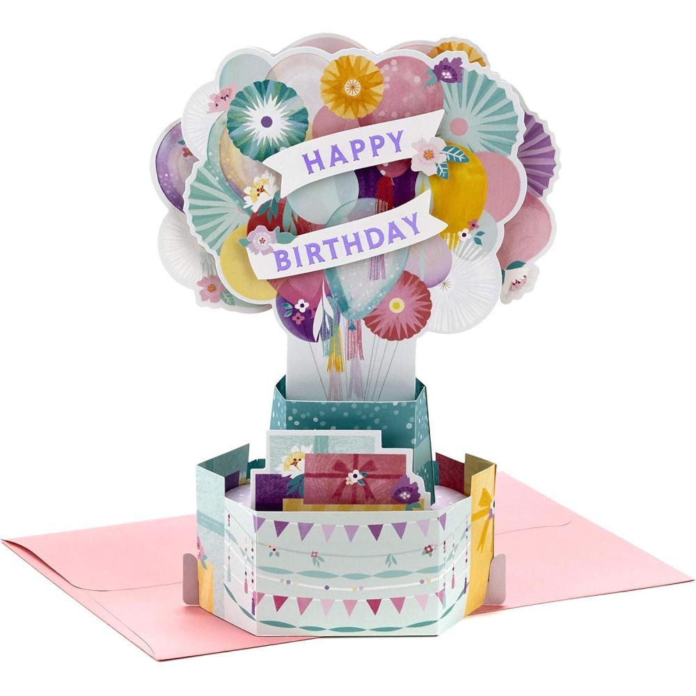 imageHallmark Paper Wonder Birthday Pop Up Card Cupcake Balloons BouquetPop Up  Flower Balloons