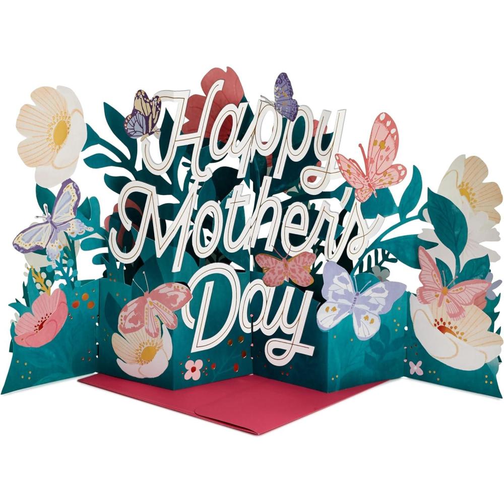 imageHallmark Paper Wonder Displayable Jumbo Easter Card or Centerpiece Accordion Fold Pop Up Easter Eggs and FlowersJumbo Accordion Fold Pop Up