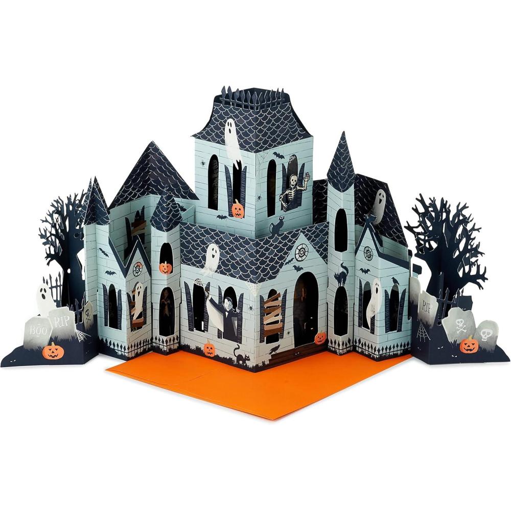 imageHallmark Paper Wonder Displayable Jumbo Halloween Card or Centerpiece Accordion Fold Haunted HouseHaunted House