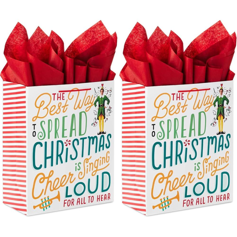 imageHallmark Paper Wonder Elf Displayable Pop Up Christmas Card with Sound Buddy the ElfElf Gift Bag