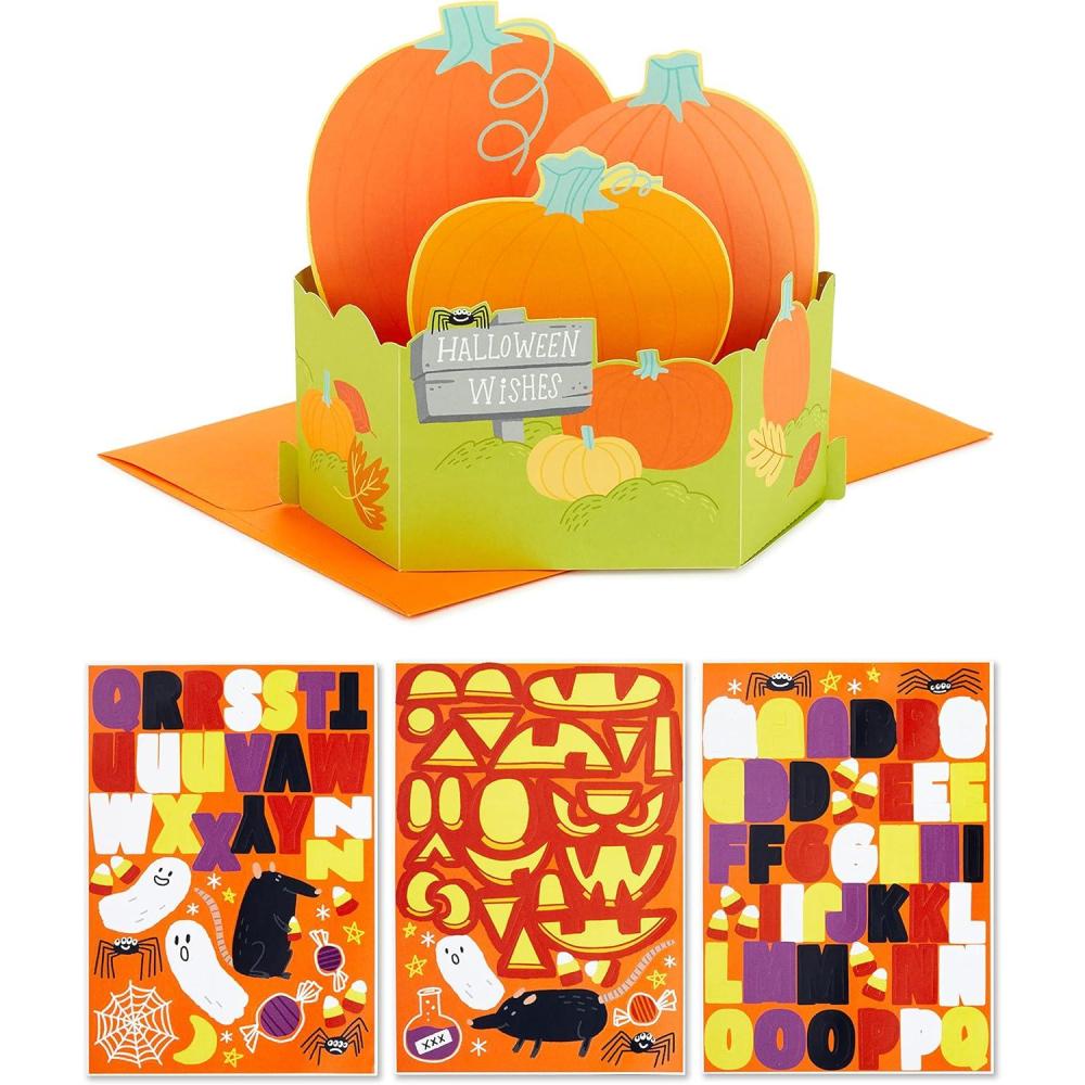 imageHallmark Paper Wonder Halloween Pop Up Card with Music and Motion Flying WitchDIY Pop Up with Sticker Sheers Pumpkin Patch