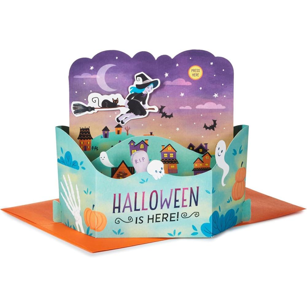 imageHallmark Paper Wonder Halloween Pop Up Card with Music and Motion Flying WitchPop Up with Motion and Sound Flying Witch