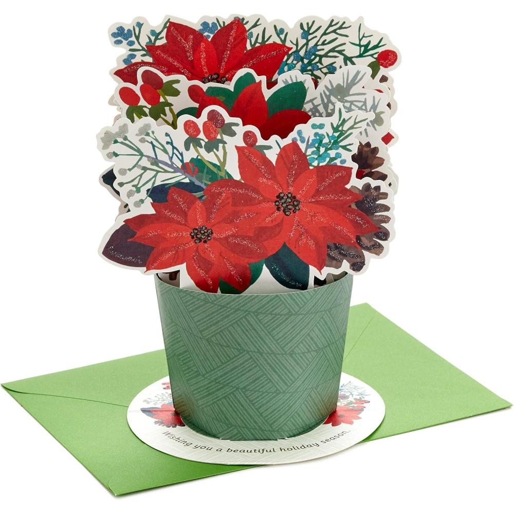 imageHallmark Paper Wonder Pop Up Holiday Card Magnolia Displayable BouquetPoinsettia Bouquet