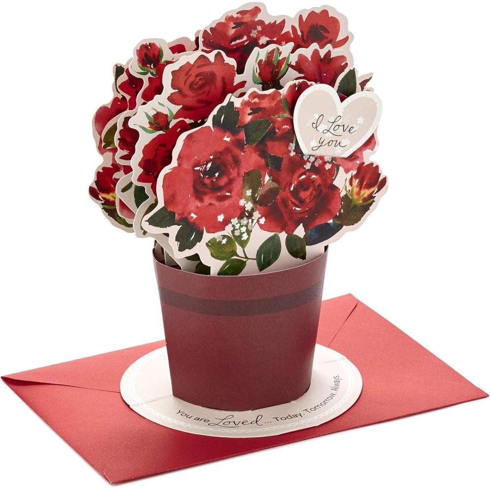 imageHallmark Paper Wonder Pop Up Valentines Day Card Displayable Bouquet Today Tomorrow Always 699VFE1171Red