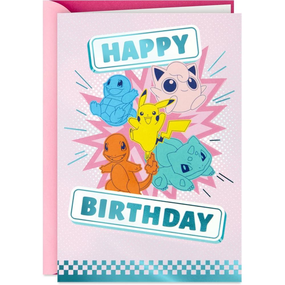 imageHallmark Pokmon Valentines Day Cards for Kids School Pikachu Bulbasaur Charmander Squirtle 12 Blank Classroom Valentines with EnvelopesBirthday Card