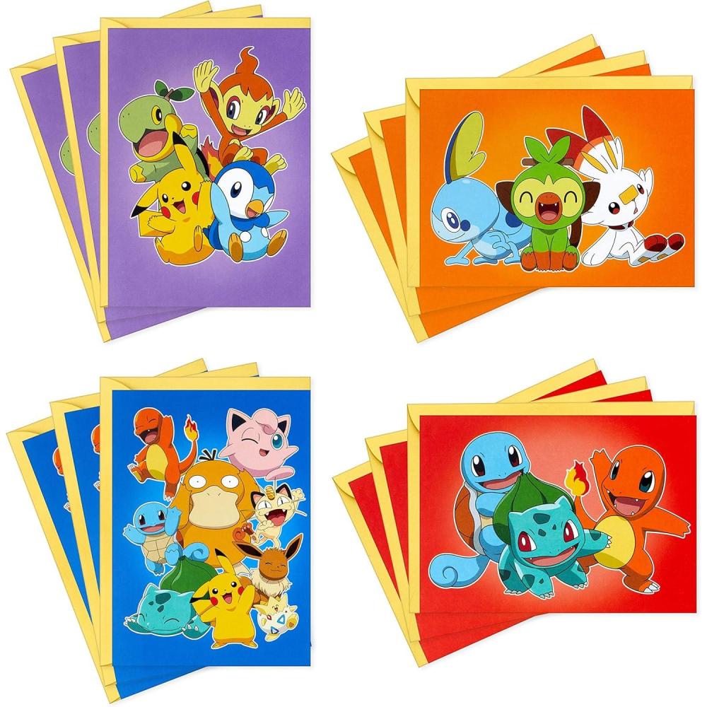 imageHallmark Pokmon Valentines Day Cards for Kids School Pikachu Bulbasaur Charmander Squirtle 12 Blank Classroom Valentines with EnvelopesBlank Cards