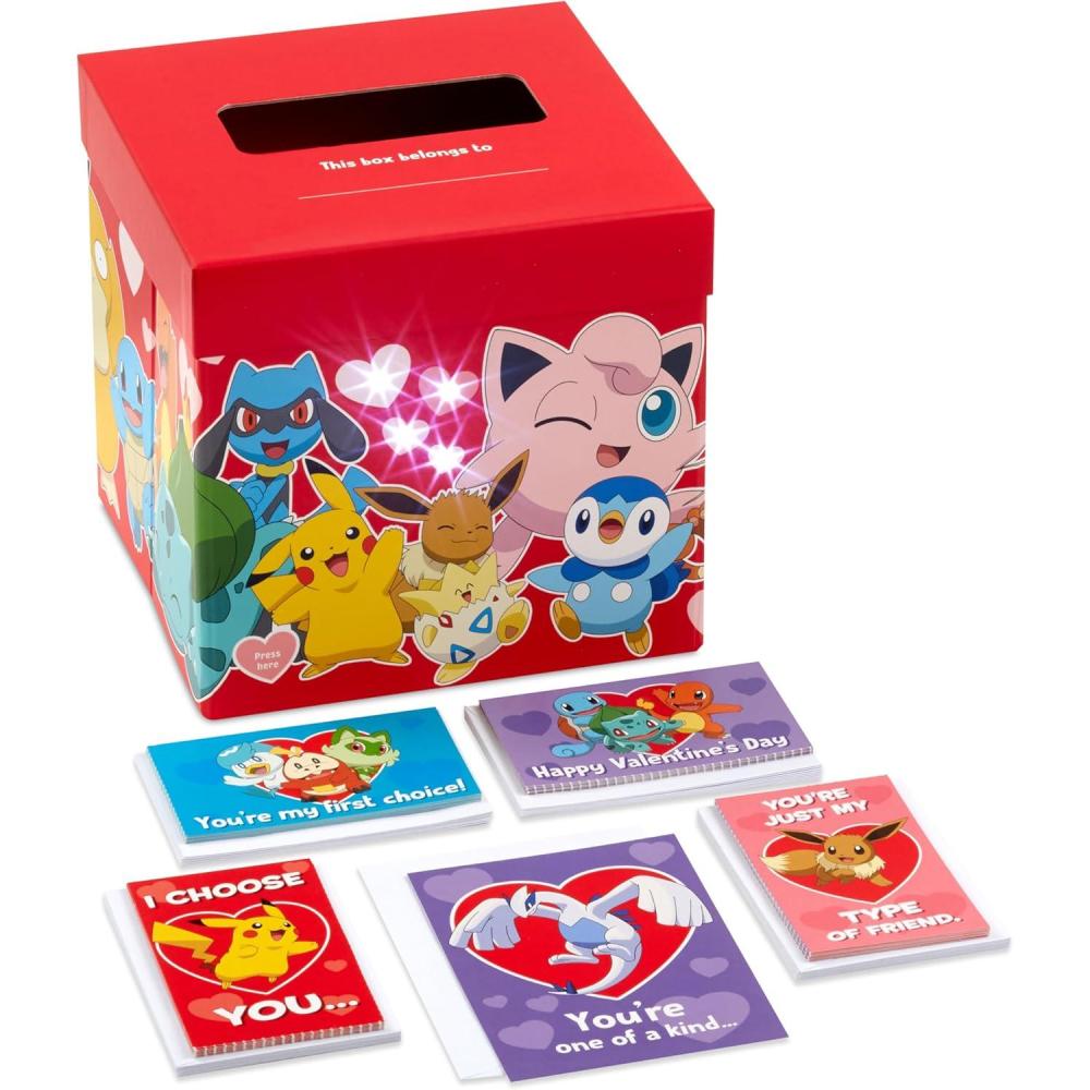 imageHallmark Pokmon Valentines Day Cards for Kids School Pikachu Bulbasaur Charmander Squirtle 12 Blank Classroom Valentines with EnvelopesValentines Day Cards with Mailbox