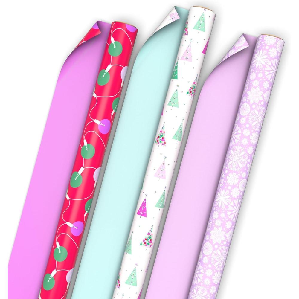 imageHallmark Reversible Christmas Holiday Wrapping Paper Bundle