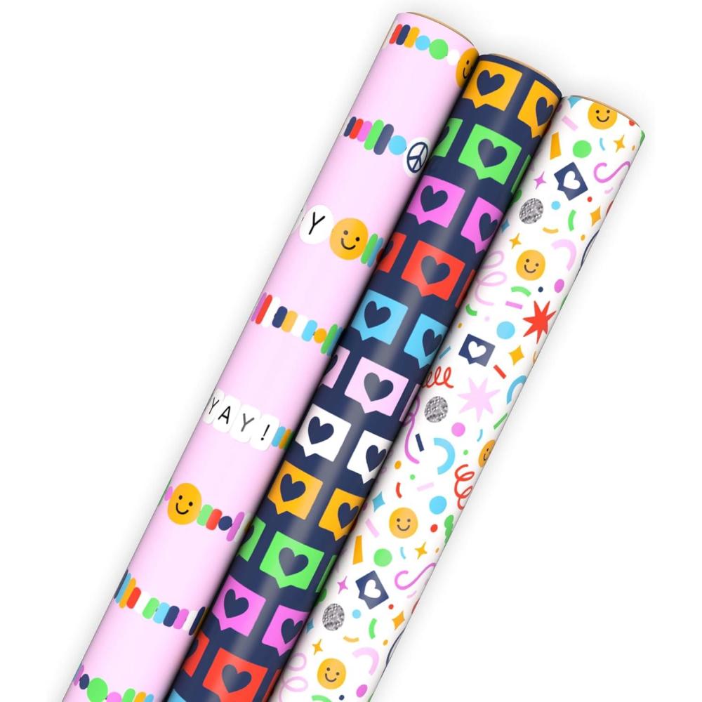 imageHallmark Reversible Spring Wrapping Paper 3 Rolls 75 Sq Ft Ttl Floral Lemons Bright Abstract for Easter Birthdays Mothers Day Bridal Showers Baby ShowersFriendship Bracelet