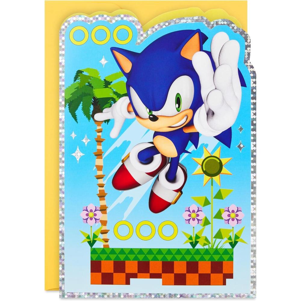 imageHallmark SEGA Sonic the Hedgehog Birthday Card for Kids Teens Video Gamers