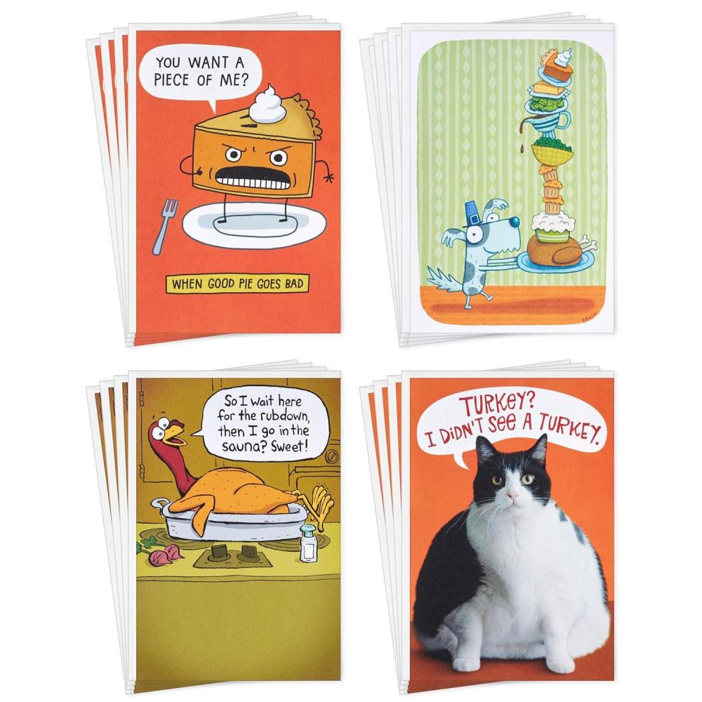imageHallmark Shoebox Funny Thanksgiving Card Assortment 16 Cards and 16 Envelopes for Friendsgiving Family Coworkers