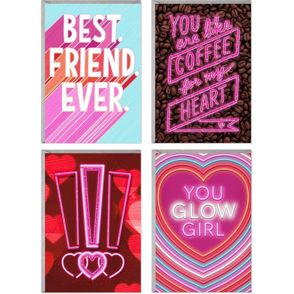 imageHallmark Shoebox Pack of 2 Funny Valentines Day Cards Dinosaur NachosColorful Galentines Day  4 Cards with Envelopes