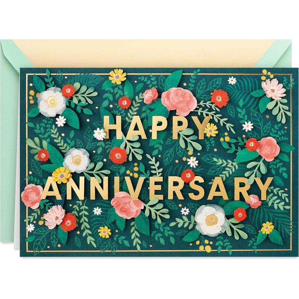 imageHallmark Signature Anniversary Card for Husband Wife Boyfriend Girlfriend FlowersFlowers