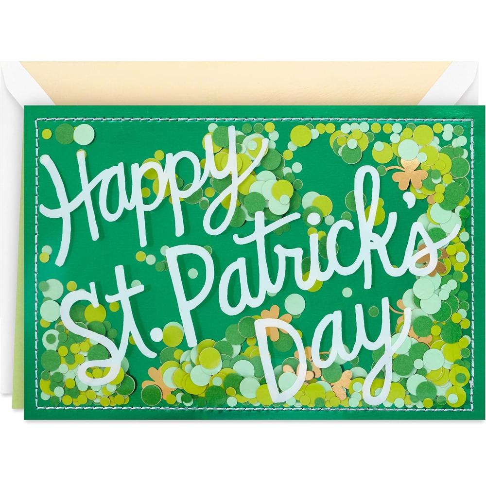 imageHallmark Signature Easter Card Watercolor Easter EggSt Patricks Day  Shamrock Confetti