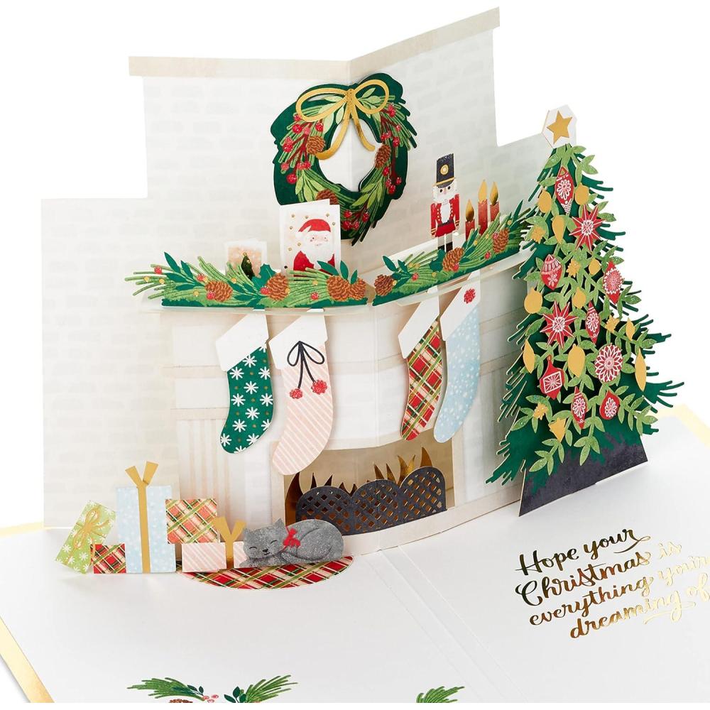 imageHallmark Signature Paper Wonder Pop Up Christmas Card Fireplace Scene
