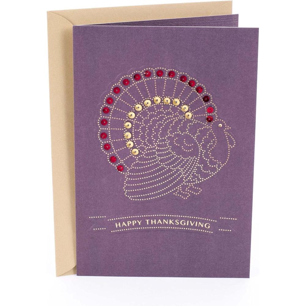 imageHallmark Signature Peanuts Thanksgiving Card Snoopy and WoodstockTurkey with Sequins