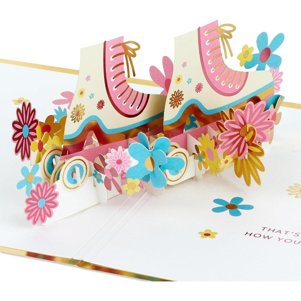 imageHallmark Signature Pop Up Mothers Day Card or Birthday Card for Women Her Wife ButterflyRoller Skates