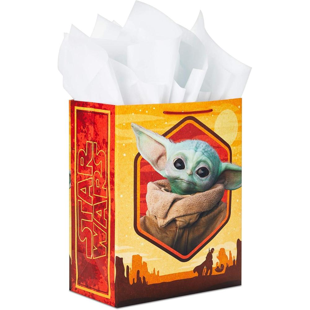 imageHallmark Star Wars The Mandalorian 13quot Large Gift Bag Bundle 3 Bags Baby Yoda The Mandalorian Grogu for Birthdays Christmas Fathers Day May the 4thLarge Gift Bag 1count