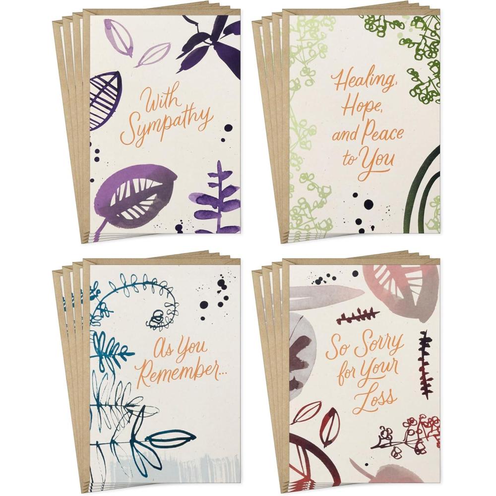 imageHallmark Sympathy Card Assortment 16 Cards with Envelopes 4 Designs Minimalist Nature
