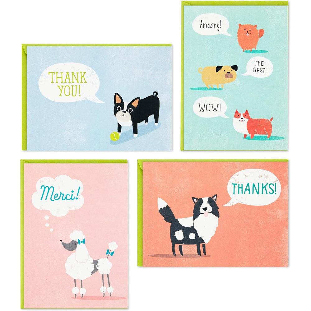 imageHallmark Thank You Cards Assortment Colorful Thanks 48 Cards with Envelopes for Graduation Birthday Bridal Showers and MoreCute Dogs