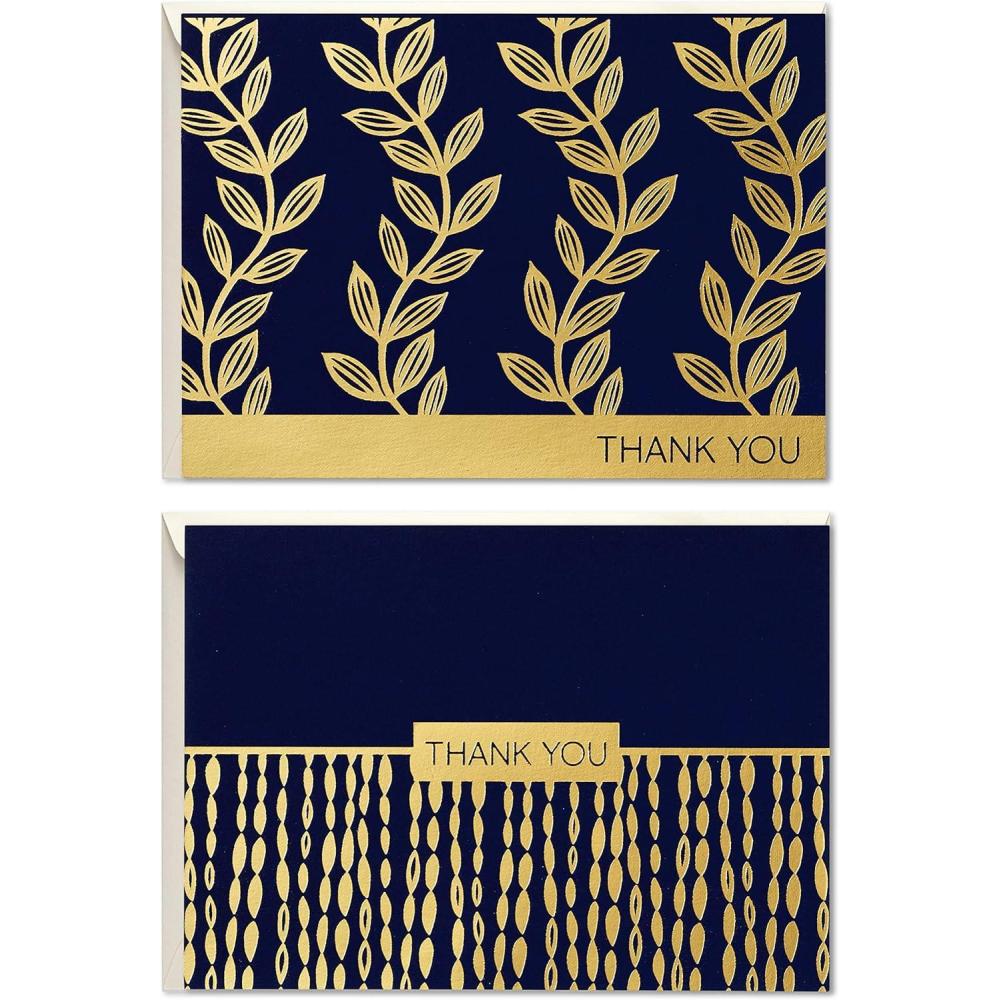imageHallmark Thank You Cards Assortment Navy and Gold 50 Thank You Notes with Envelopes for Wedding Bridal Shower Baby Shower Business GraduationNavy  Gold