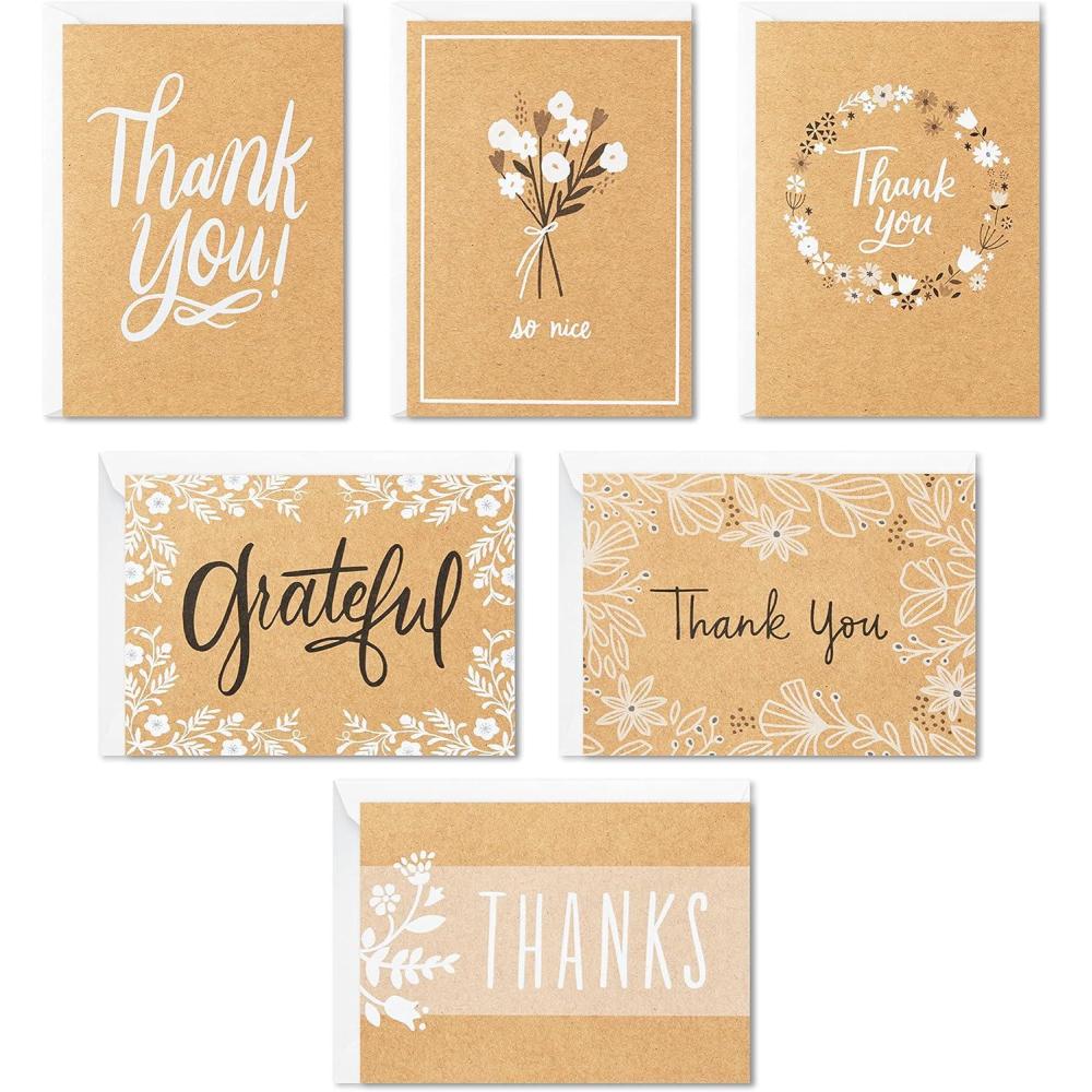 imageHallmark Thank You Cards Assortment Rustic Kraft 48 Thank You Notes with EnvelopesThank You Card