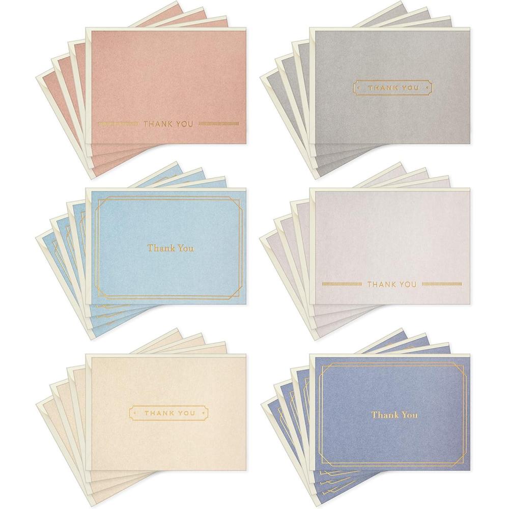 imageHallmark Thank you Cards Assortment Gold Foil Solids 24 Thank You Notes with Envelopes