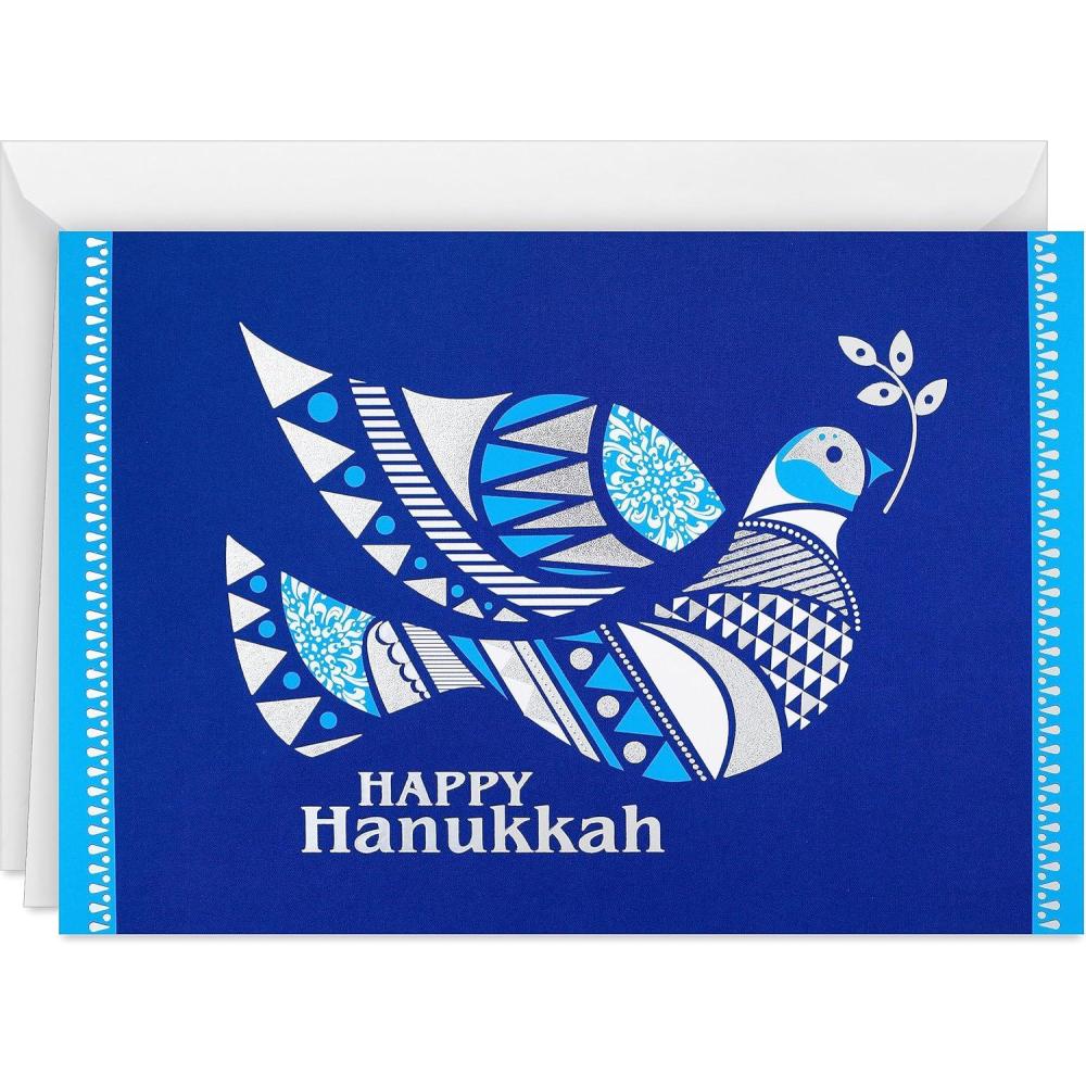 imageHallmark Tree of Life Hanukkah Boxed Cards 40 Cards and Envelopes Blue and Silver DoveBlue and Silver Dove Hanukkah Cards