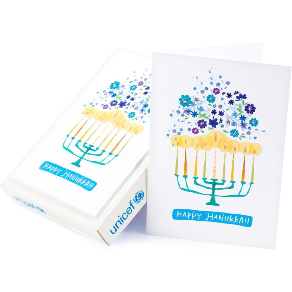 imageHallmark UNICEF Hanukkah Boxed Cards Menorah Candles 12 Cards and 13 EnvelopesMenorah Candles