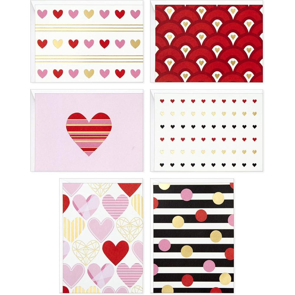 imageHallmark Valentines Day Cards Hearts and Stripes 24 Blank Cards with Envelopes for Thinking of You Celebration Just Because Anniversary Wedding and MoreCards Assortment