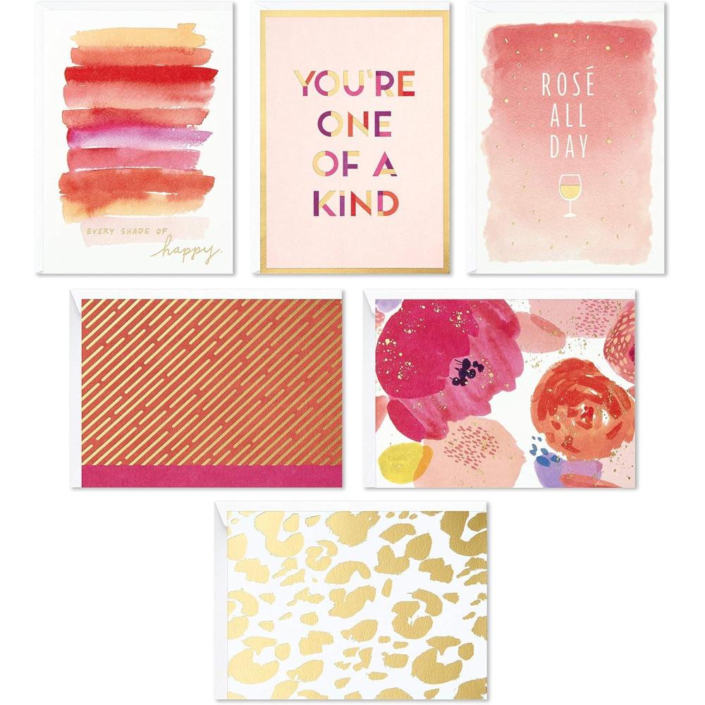 imageHallmark Valentines Day Cards for Kids Hearts ampamp Rainbows 24 Blank Cards with Envelopes for Birthdays Back to School Any OccasionPink and Gold