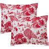 Hallmark – Full/Queen Comforter, 4-Piece Holiday Comforter Set with Shams and Decorative Pillow (Red Toile, Full/Queen)(Cozy Christmas Red)