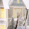 Hallmark 0899XSO1002 Christmas Pop Up Card with Light and Song (Displayable Dimensional Thomas Kinkade House Plays We Wish You a Merry Christmas), Snowy House(Kinkade House Pop Up  Plays Music and Lights Up)