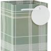 Hallmark 13″ Bottle Gift Bags with Handles and Gift Tags (4 Bags: Sage Green Plaid, Orange and Green Pumpkins) for Fall, Thanksgiving, Housewarming Parties, Boss’s Day, Wine(Sage Green  Pumpkins)