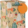 Hallmark 13″ Bottle Gift Bags with Handles and Gift Tags (4 Bags: Sage Green Plaid, Orange and Green Pumpkins) for Fall, Thanksgiving, Housewarming Parties, Boss’s Day, Wine(Sage Green  Pumpkins)