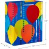 Hallmark 13″ Large Birthday Gift Bag Bundle (3 Bags: Rainbow Confetti Cake, Plaid, Solid Teal Blue)(Balloons  Solids  Happy Bday)