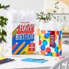 Hallmark 13″ Large Birthday Gift Bag Bundle (3 Bags: Rainbow Confetti Cake, Plaid, Solid Teal Blue)(Balloons  Solids  Happy Bday)
