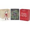 Hallmark 13″ Large Christmas Gift Bag Bundle (3 Bags: Joy Wreath on Gray, Rustic Santa with Tree, Happy Holidays on Red) for Friends, Family, Teachers, Coworkers(1 Count (Pack of 3))
