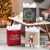 Hallmark 13″ Large Christmas Gift Bag Bundle (3 Bags: Joy Wreath on Gray, Rustic Santa with Tree, Happy Holidays on Red) for Friends, Family, Teachers, Coworkers(1 Count (Pack of 3))