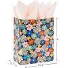 Hallmark 13″ Large Floral Gift Bag with Tissue Paper and Birthday Card (Modern Flowers, Pink, Sage, Blue, Black, Yellow) for Mom, Daughter, Sister, Girlfriend, Aunt, Nana(Pink  Sage)