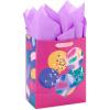 Hallmark 13″ Large Floral Gift Bag with Tissue Paper and Birthday Card (Modern Flowers, Pink, Sage, Blue, Black, Yellow) for Mom, Daughter, Sister, Girlfriend, Aunt, Nana(Pink  Yellow and Blue Confetti Balloons)