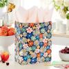Hallmark 13″ Large Floral Gift Bag with Tissue Paper and Birthday Card (Modern Flowers, Pink, Sage, Blue, Black, Yellow) for Mom, Daughter, Sister, Girlfriend, Aunt, Nana(Pink  Sage)