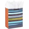 Hallmark 13″ Large Gift Bag with Card and Tissue Paper (Rustic Grey and Blue Stripes) for Dad, Grandpa, Uncle, Step-dad(Rustic Grey and Blue Stripes)
