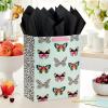 Hallmark 13″ Large Gift Bag with Tissue Paper (Butterflies, Mint Green, Pink, Black) for Easter, Mother’s Day, Bridal Showers, Baby Showers, Birthdays(Butterflies)