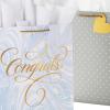 Hallmark 13″ Large Gift Bags with Tissue Paper (3 Bags: Blue Marble Congrats, Polka Dots, Flowers) for Weddings, Anniversary, Bridal Showers