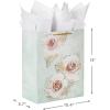Hallmark 13″ Large Gift Bags with Tissue Paper (3 Bags: Blue Marble Congrats, Polka Dots, Flowers) for Weddings, Anniversary, Bridal Showers