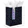 Hallmark 13″ Large Graduation Gift Bag with Greeting Card and Tissue Paper (Black, Red, Blue, Holographic) for High School, College, Law School, Nursing, Kindergarten(Holographic  Black  Red  Blue)